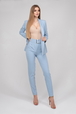 Adorable Young Fashion Female Model Posing Trendy Blue Pantsuit Full Length Isolated White Studio Background Beauty Luxury Blonde Business Woman Standing Stylish Clothing Duzy 2907e56d